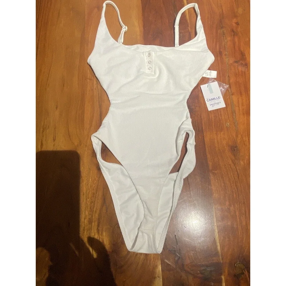 The Camille collection with swimsuits for all one piece white women's size large
